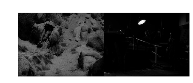 Zwei Filmstills aus Ida Lupinos "The Hitch Hiker" (1953)