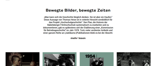 Screenshot der Startseite